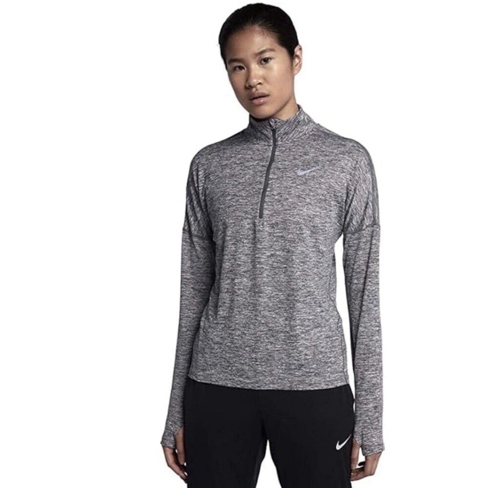 NIKE Gray Dry Fit 1 / 2 Zip Reflective Long Sleeve Running Top Women’s Small